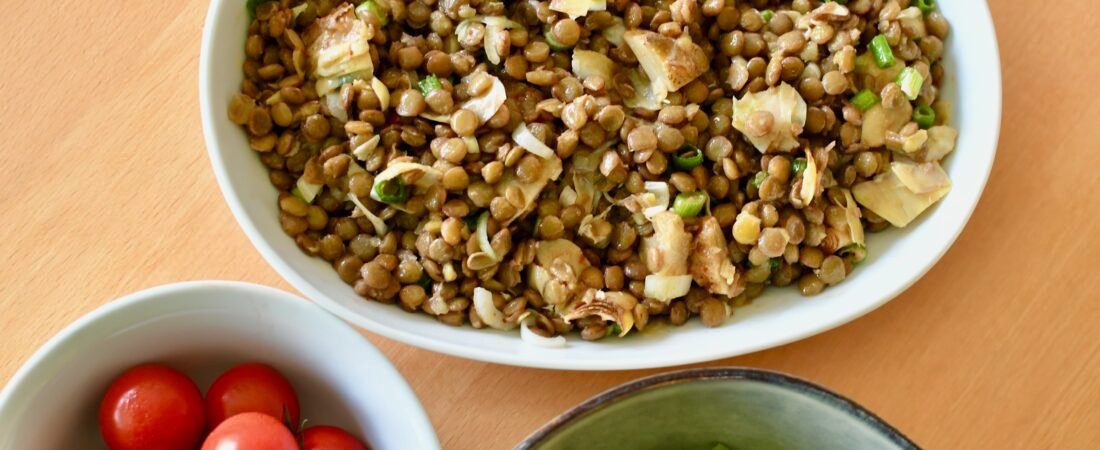 Green Lentil Salad with Artichokes